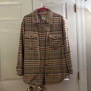 Joie Plaid Button Down Shirt - Brown and Tan